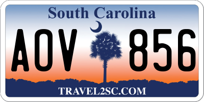 SC license plate AOV856
