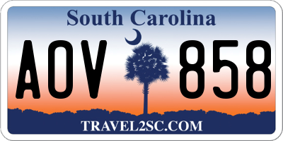 SC license plate AOV858