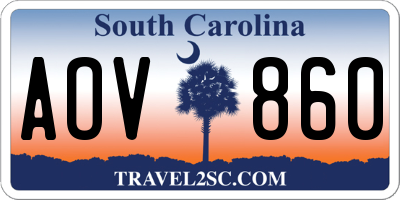 SC license plate AOV860