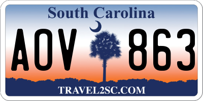 SC license plate AOV863