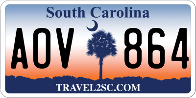 SC license plate AOV864