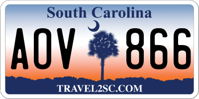 SC license plate AOV866