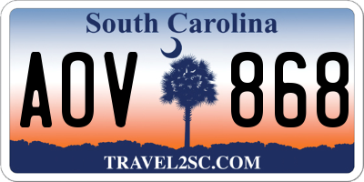 SC license plate AOV868