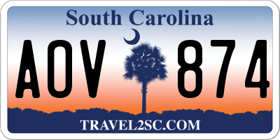 SC license plate AOV874