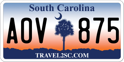SC license plate AOV875