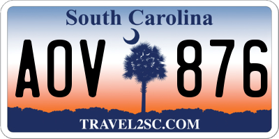 SC license plate AOV876