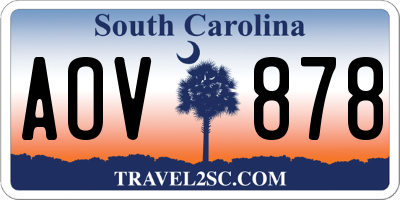 SC license plate AOV878