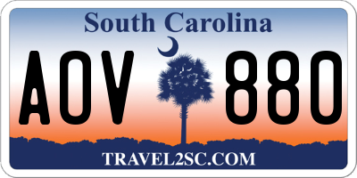 SC license plate AOV880