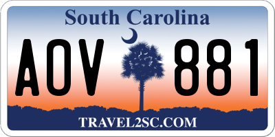 SC license plate AOV881