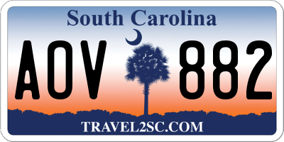 SC license plate AOV882