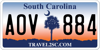 SC license plate AOV884