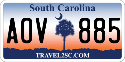 SC license plate AOV885