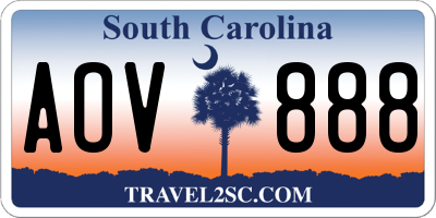 SC license plate AOV888