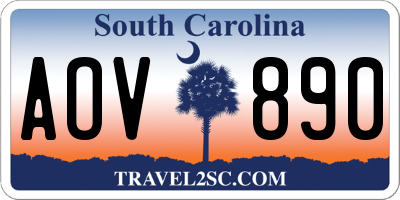 SC license plate AOV890