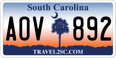 SC license plate AOV892