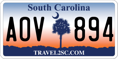 SC license plate AOV894
