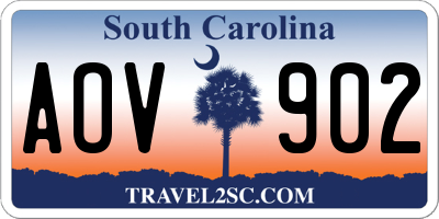 SC license plate AOV902