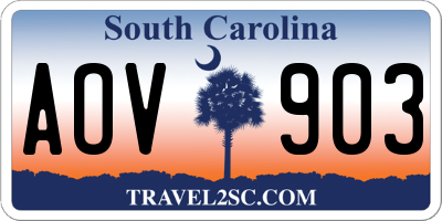 SC license plate AOV903