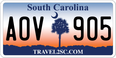 SC license plate AOV905