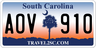 SC license plate AOV910