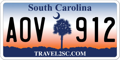 SC license plate AOV912