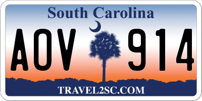 SC license plate AOV914