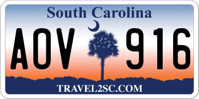 SC license plate AOV916