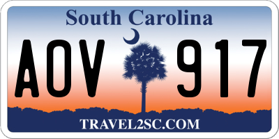 SC license plate AOV917