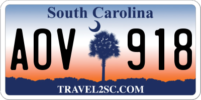SC license plate AOV918