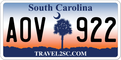 SC license plate AOV922
