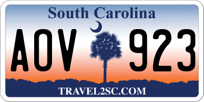 SC license plate AOV923