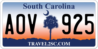 SC license plate AOV925