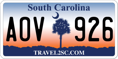 SC license plate AOV926