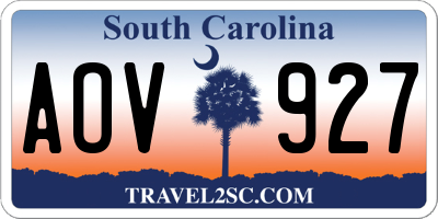 SC license plate AOV927