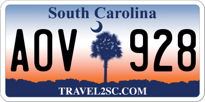SC license plate AOV928