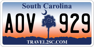 SC license plate AOV929
