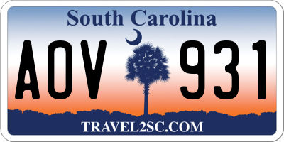 SC license plate AOV931