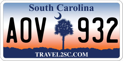 SC license plate AOV932