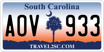 SC license plate AOV933