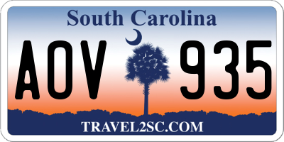 SC license plate AOV935