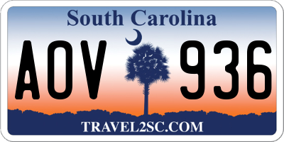 SC license plate AOV936