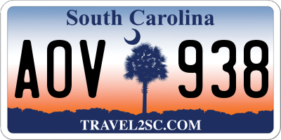 SC license plate AOV938