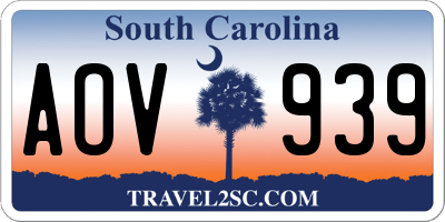 SC license plate AOV939