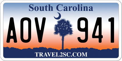 SC license plate AOV941