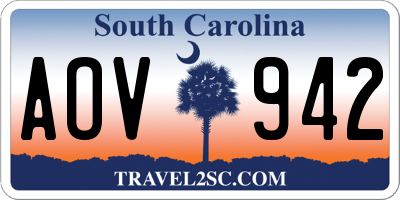 SC license plate AOV942
