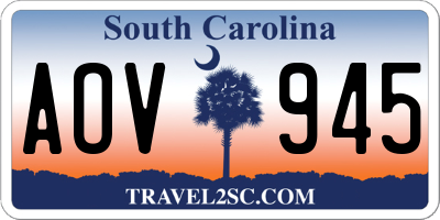 SC license plate AOV945