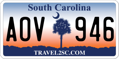 SC license plate AOV946