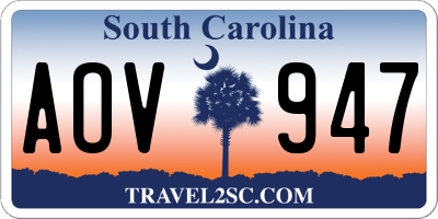 SC license plate AOV947
