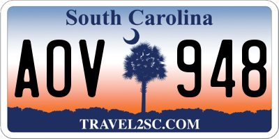 SC license plate AOV948
