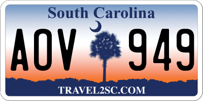 SC license plate AOV949